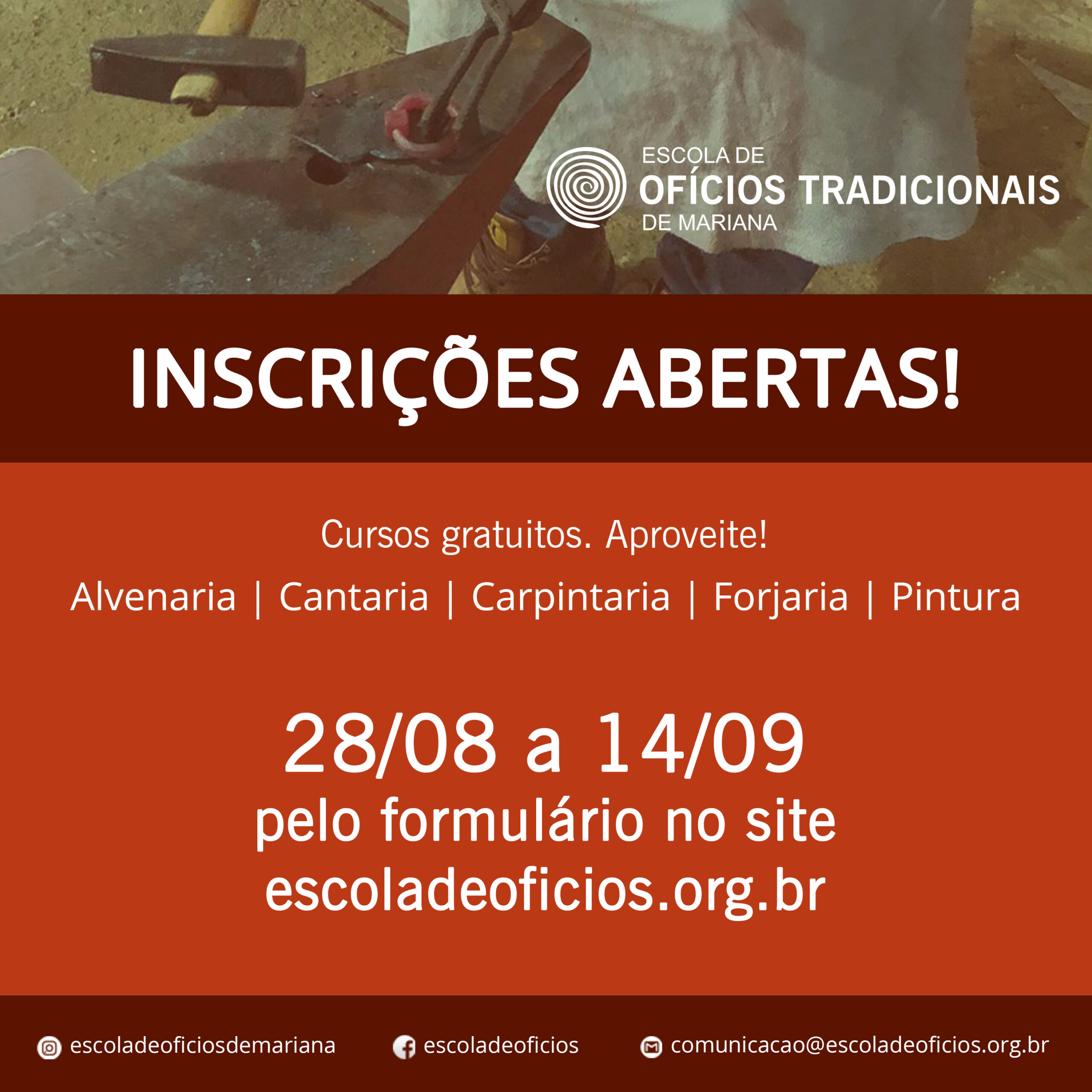 Escola de Ofícios Tradicionais de Mariana abre inscrições para cursos