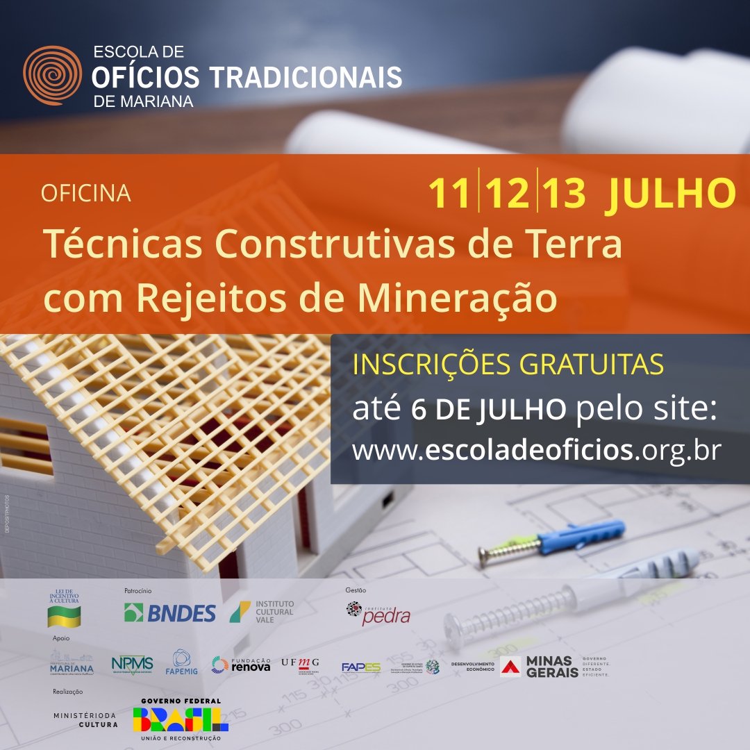 Em parceria com a UFMG, Escola de Ofícios sedia oficina de técnicas construtivas com Rejeitos de Mineração